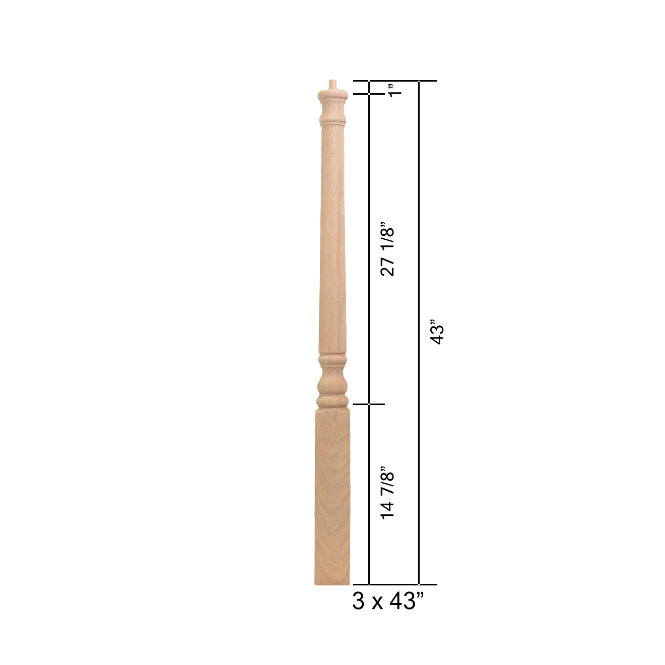 4010-43PT - Pin Top Wood Newel