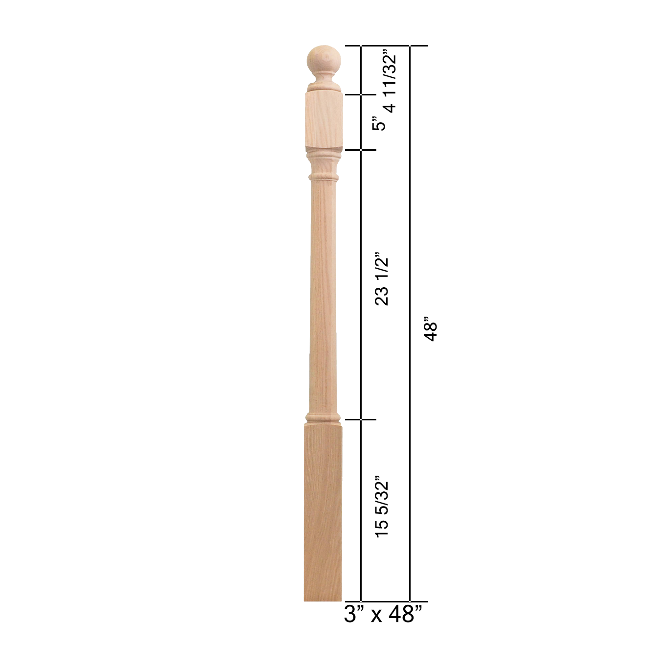 4040-48BT - Ball Top Wood Newel