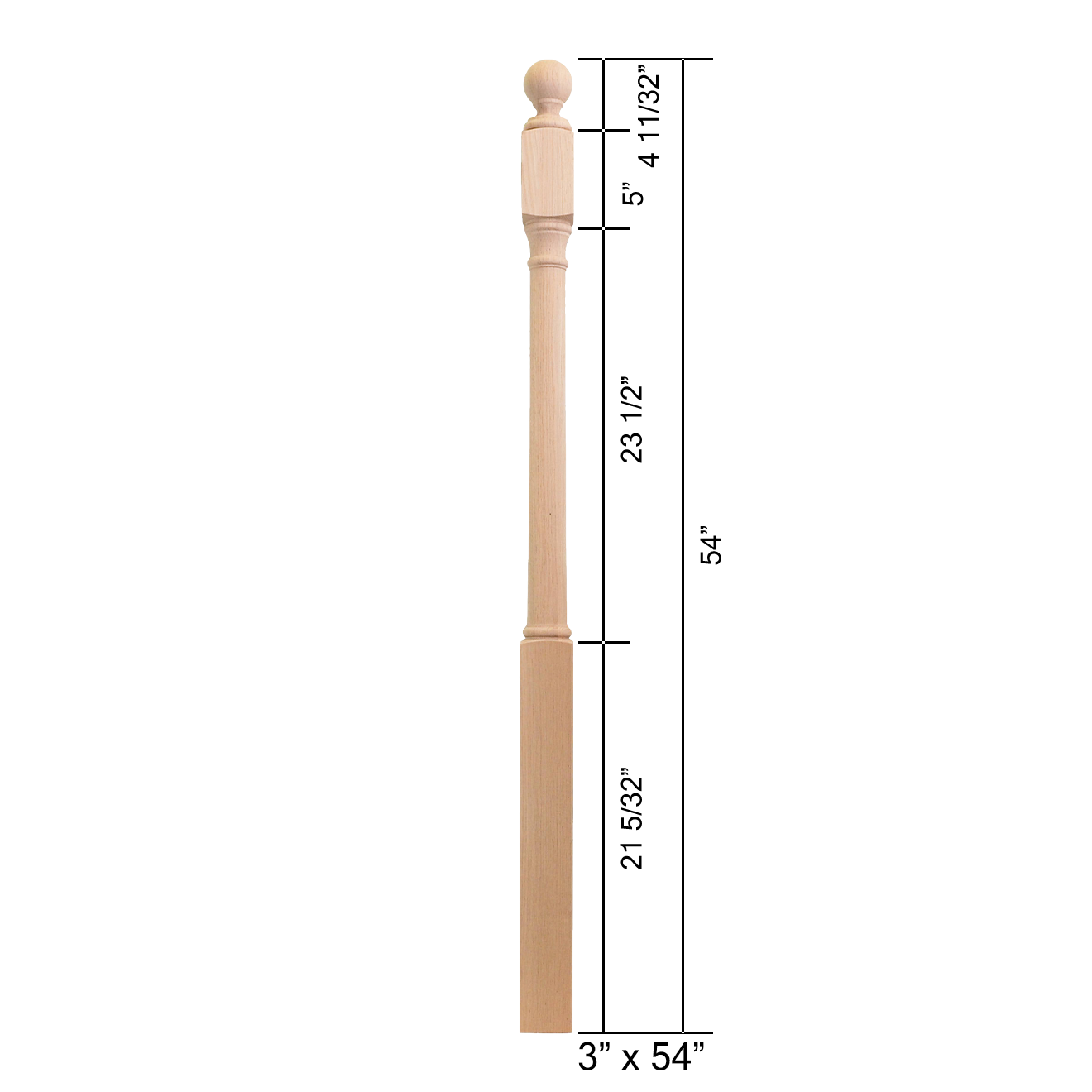 4042-54BT - Ball Top Wood Newel