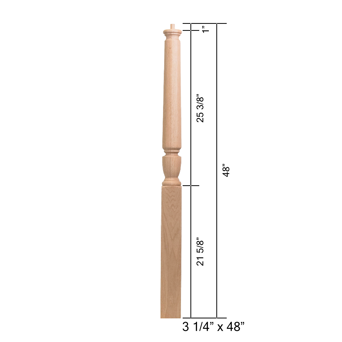 4410-48PT - Pin Top Wood Newel