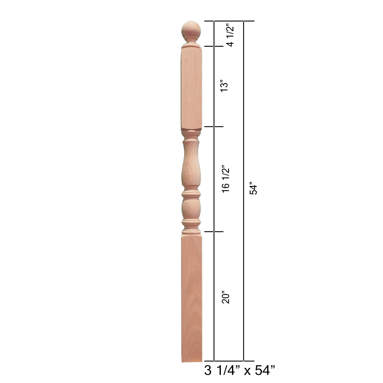 4446-54BT - Ball Top Wood Newel