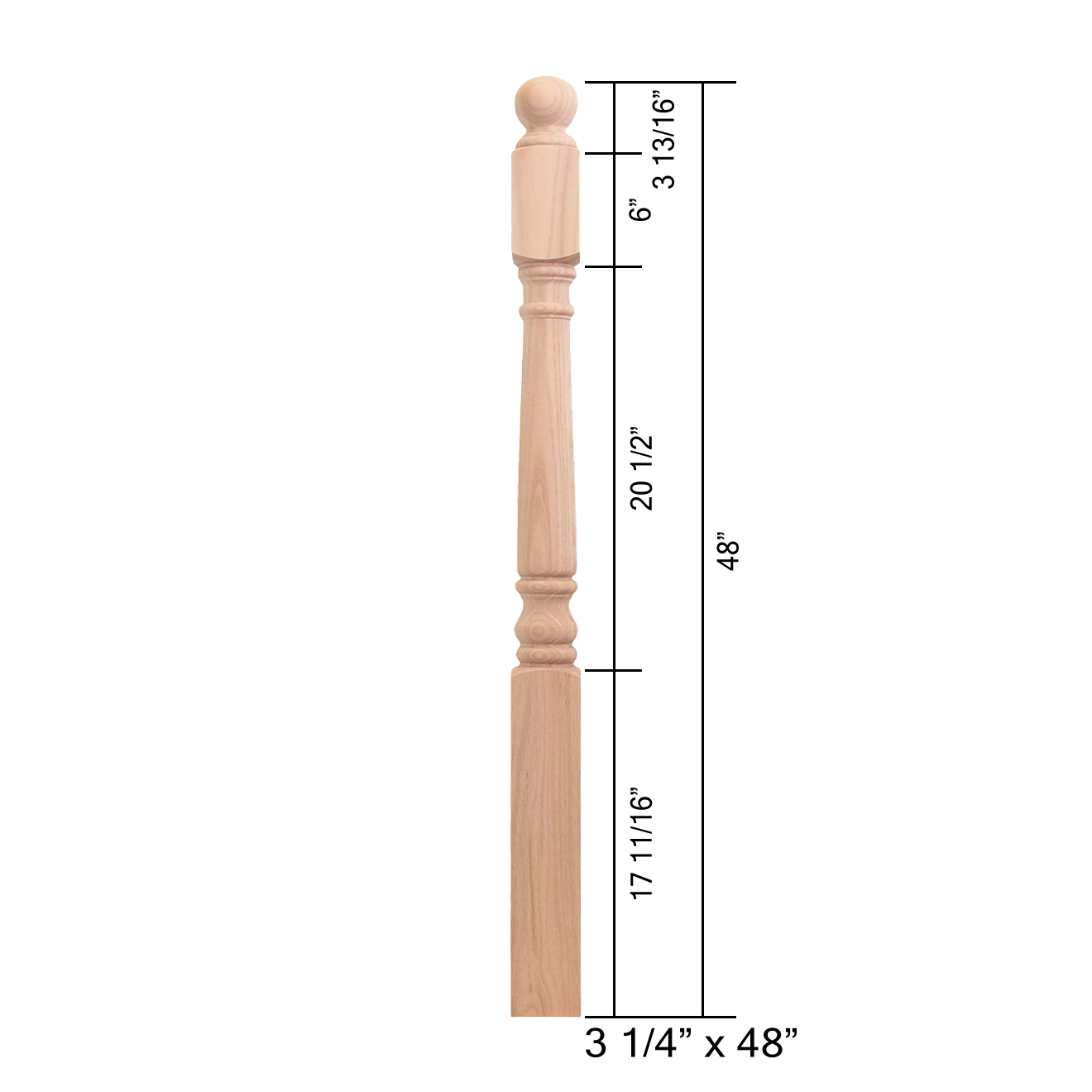 4640MS-48BT - Ball Top Wood Newel
