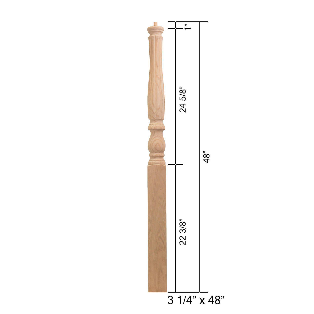 5145-48PT - Pin Top Wood Newel