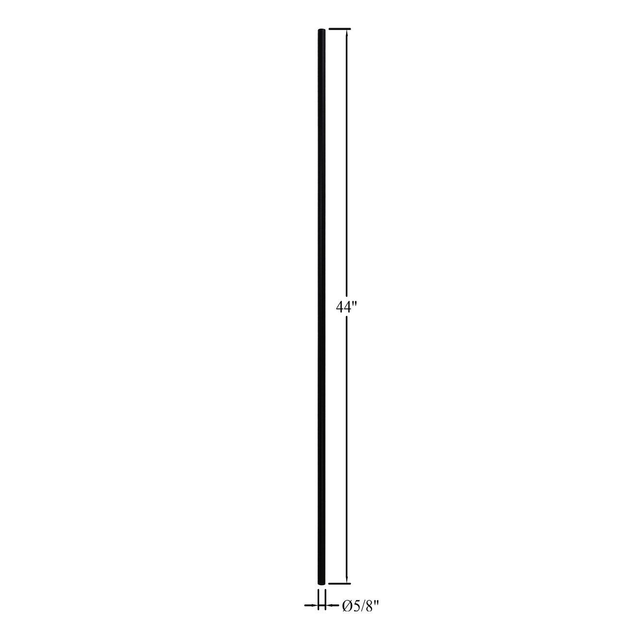 T-8.1.58 - 5/8" Round Metal Baluster - Plain