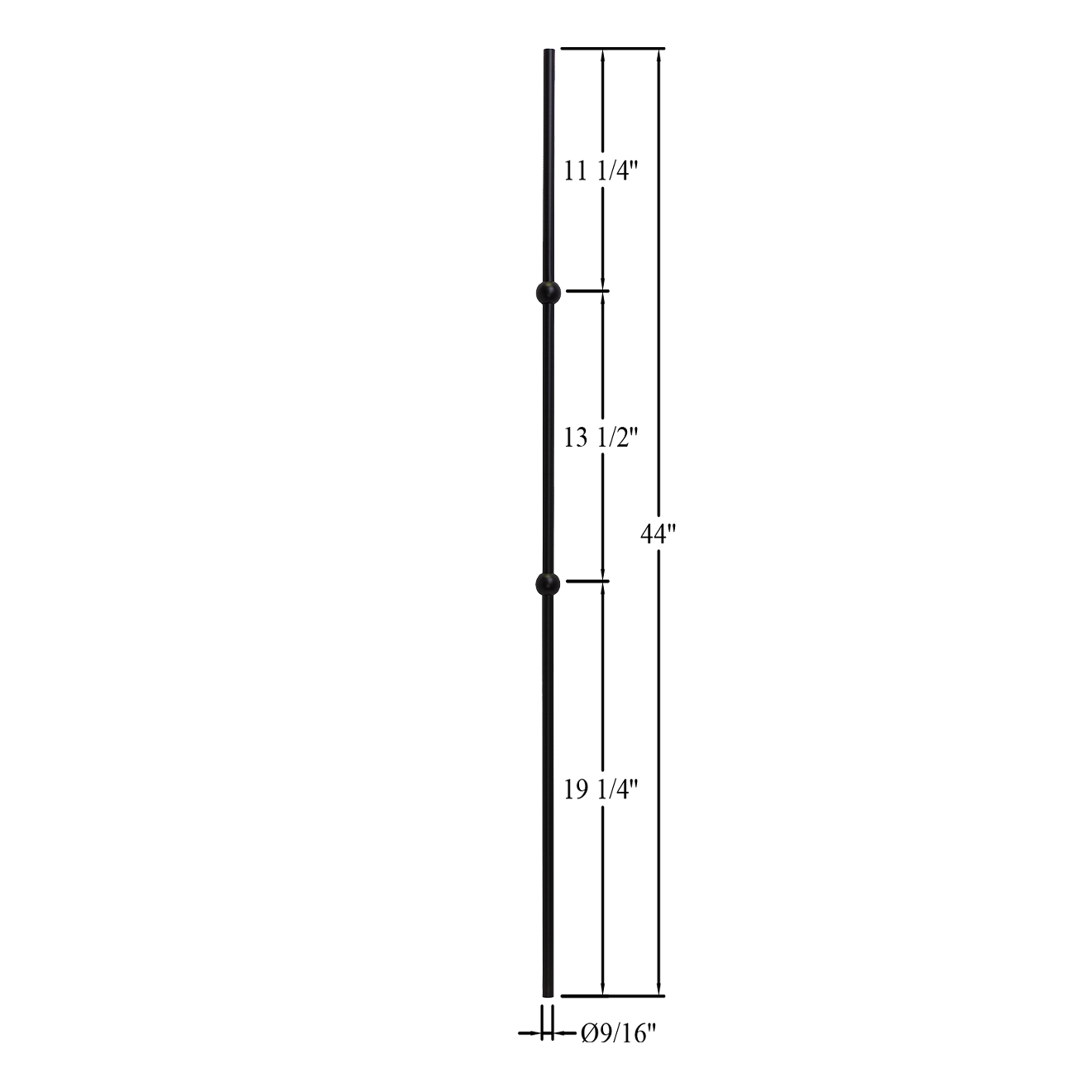 T-8.13 - 9/16" Round Metal Baluster - Double Sphere
