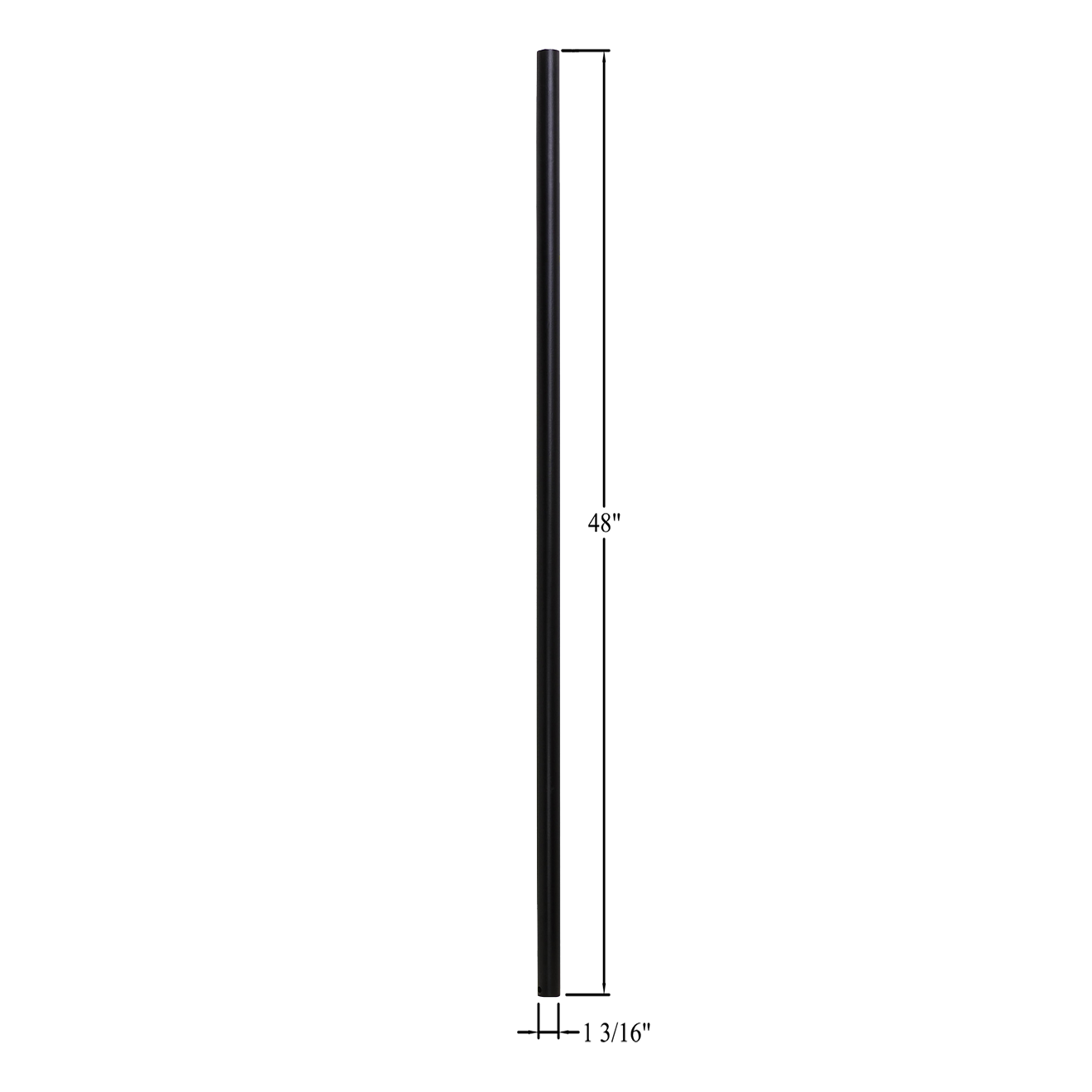 A-NWLRDPLA48 - 1-3/16" Solid Round Metal Newel - Plain