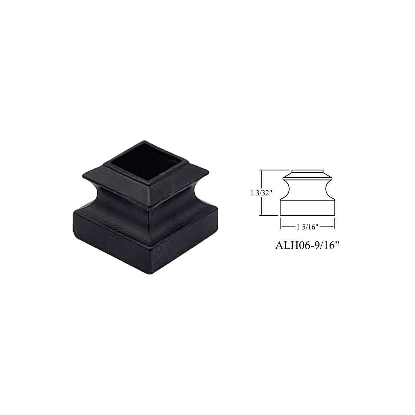 ALH06 - 9/16" Square Baluster Shoe - Flat Square