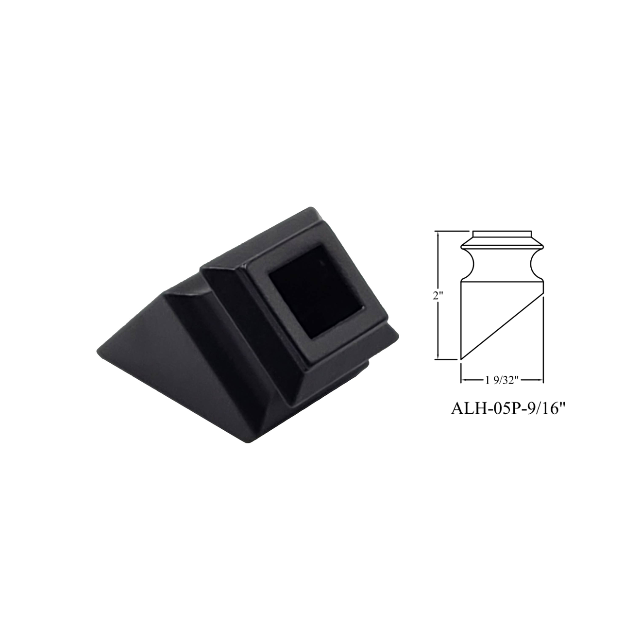ALP05-P - 9/16" Square Baluster Shoe - Angled Square