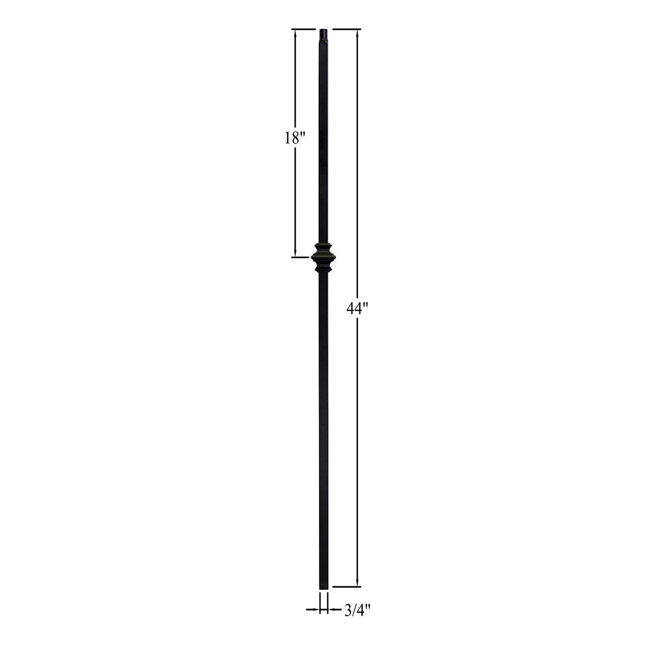 T-MG1KNUC44 - 3/4" Mega Square Metal Baluster - Single Knuckle