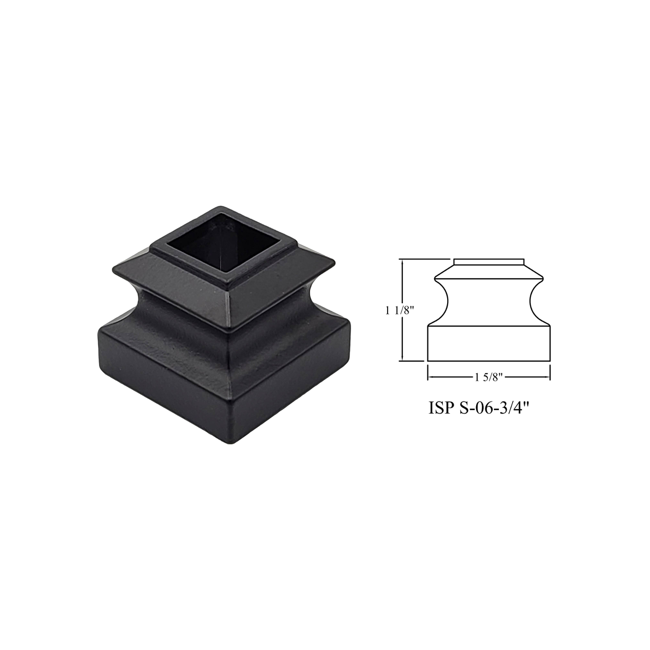 S-06 - 3/4" Mega Square Baluster Shoe - Flat Square