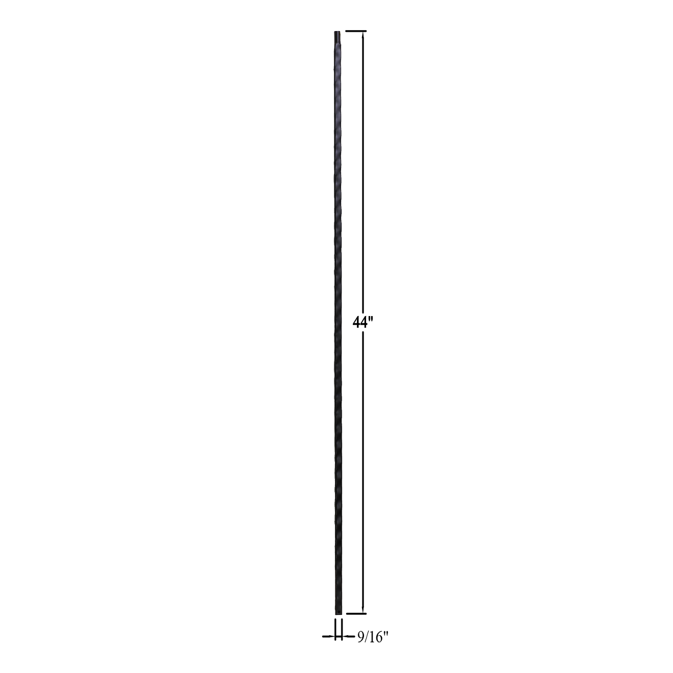 T-01HE - 9/16" Hammered Edge Metal Baluster - Plain