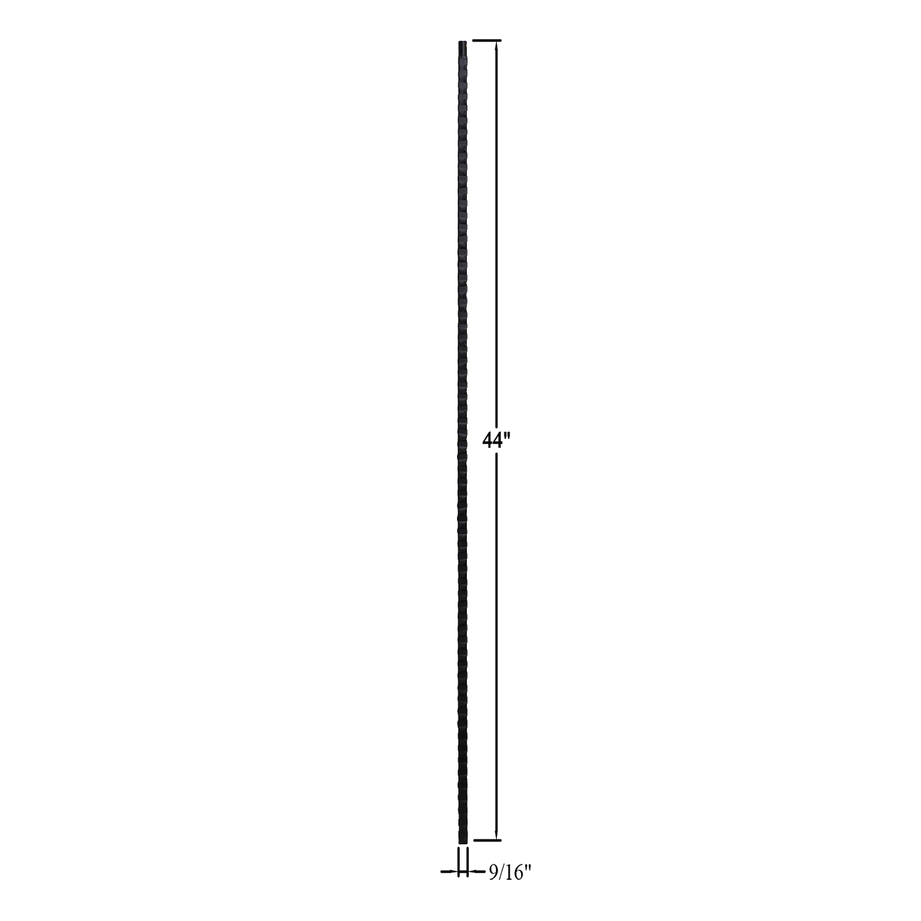 T-01HF - 9/16" Hammered Metal Baluster - Plain