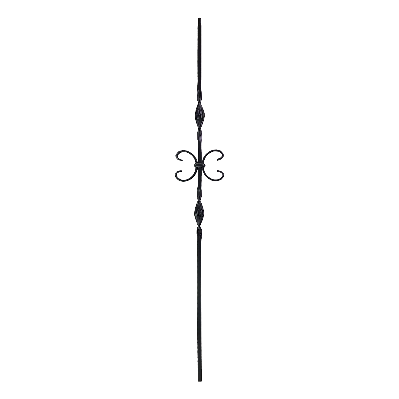 T-1.10 - 1/2" Square Metal Baluster - Double Ribbon w/ Butterfly