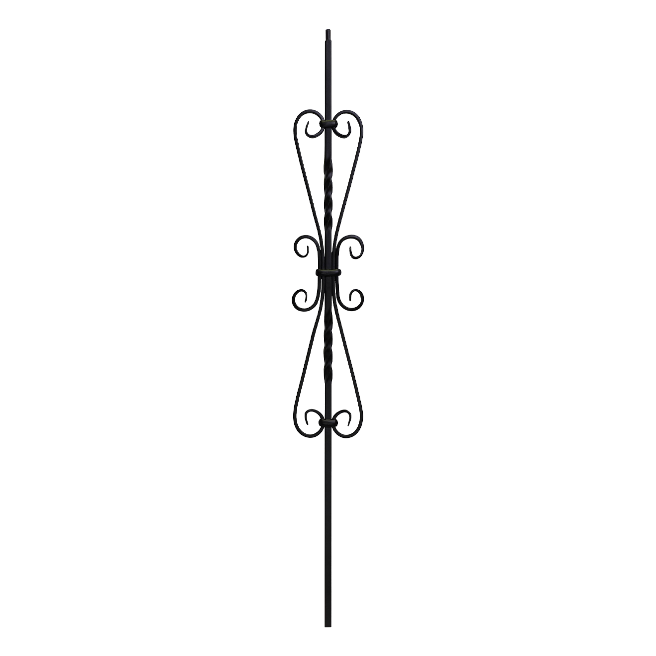 T-1.41 - 1/2" Square Metal Baluster - Double Scroll w/ Double Twist