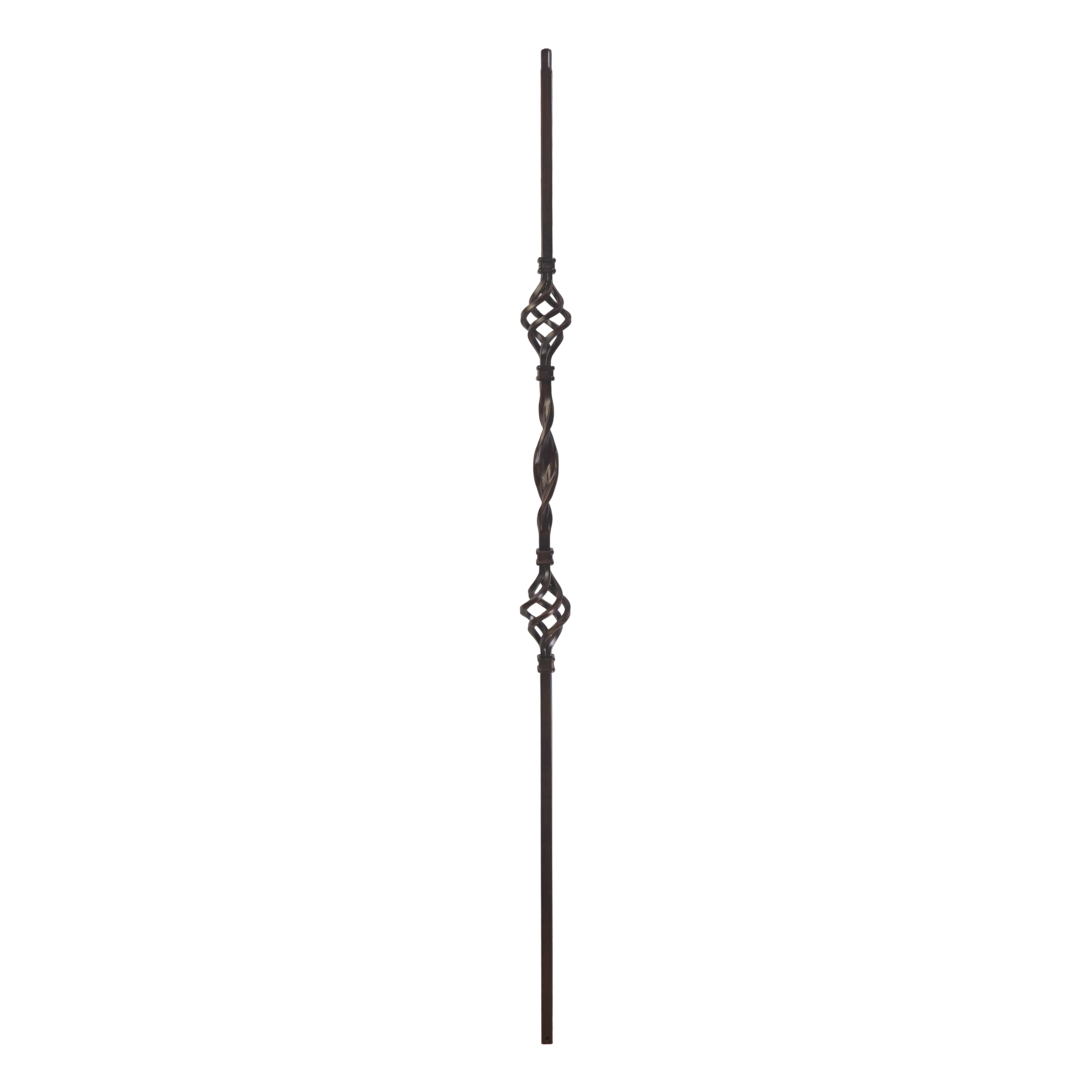 T-3.7 - 1/2" Square Metal Baluster - Double Basket w/ Ribbon Twist
