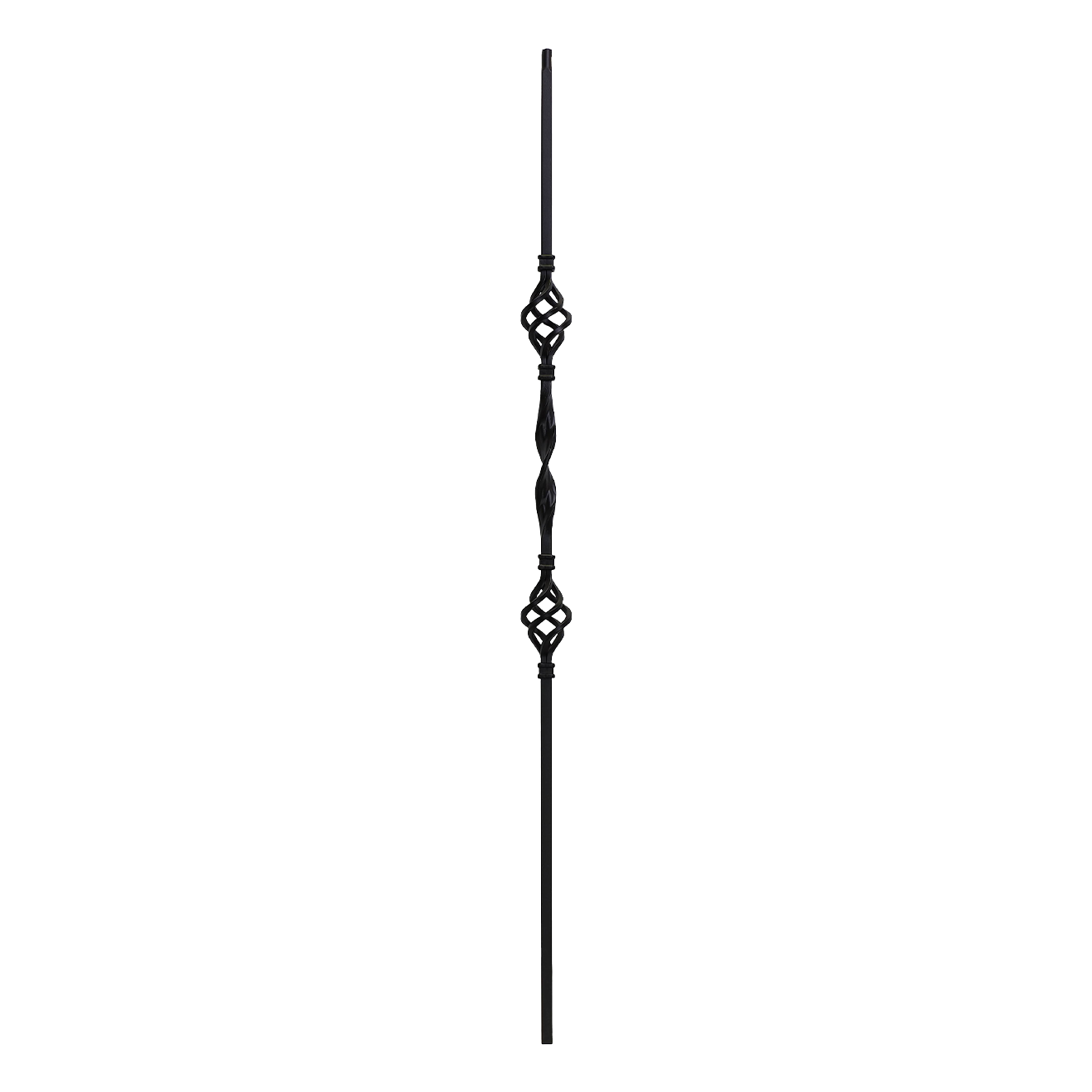 T-3.7 - 1/2" Square Metal Baluster - Double Basket w/ Ribbon Twist