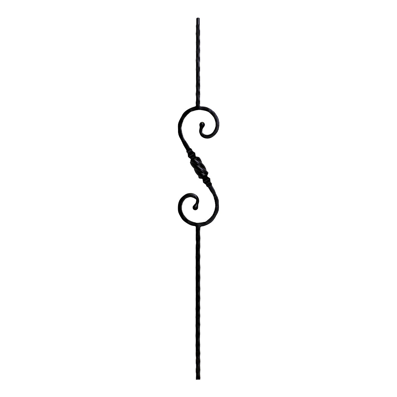T-55IRHF - 1/2" Hammered Metal Baluster - Scroll w/ Knob