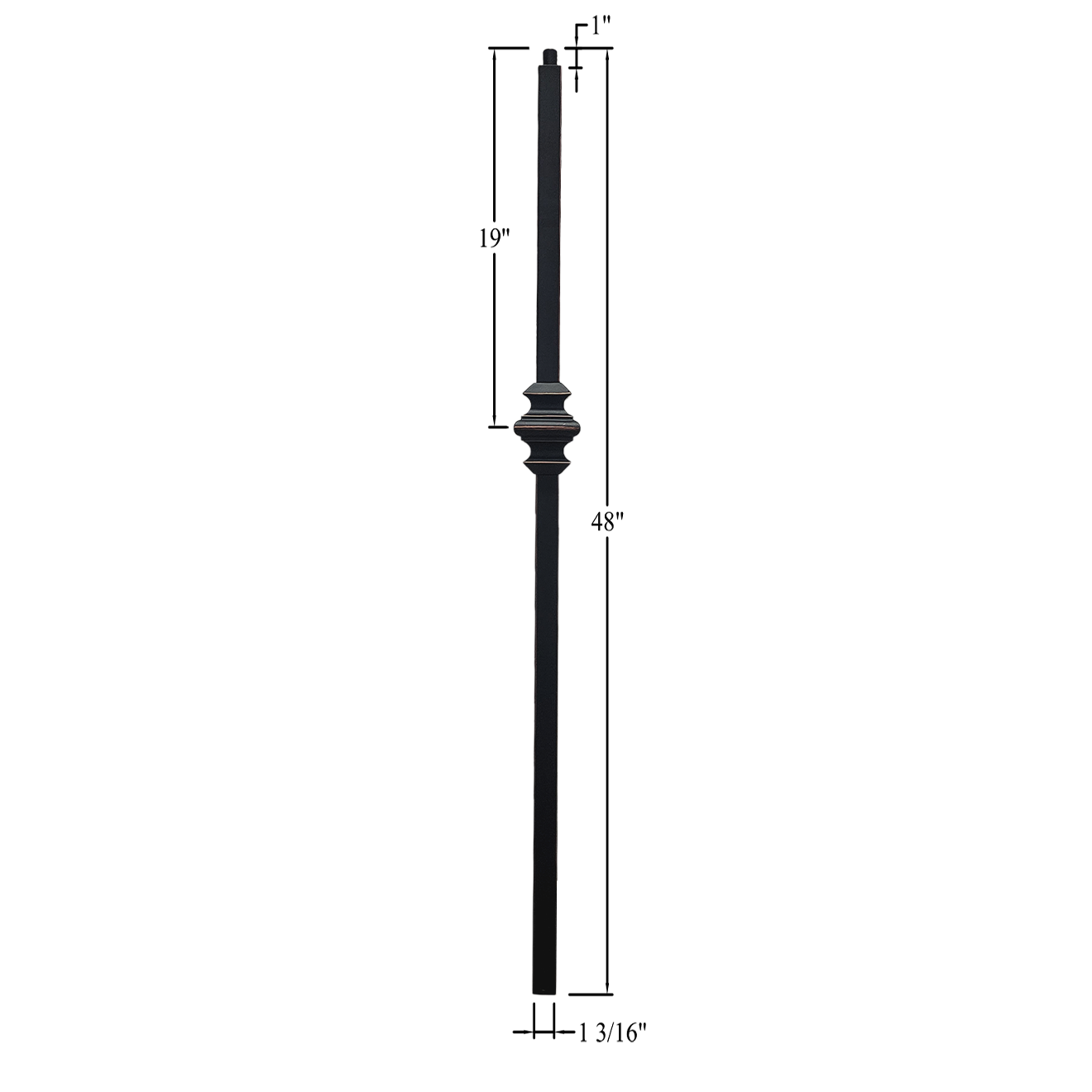 T-NWLKNUCK48 - 1-3/16" Square Metal Newel - Knuckle